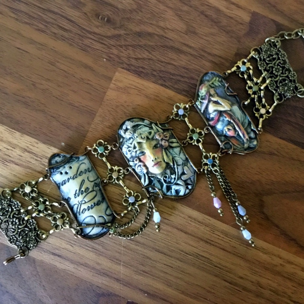 Artisan Jewelry, Collage Cuff - Poets’ Muse